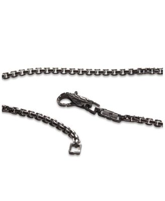 Sterling Silver with Satin Matte Black Rhodium Classic Chain Necklace, 26"