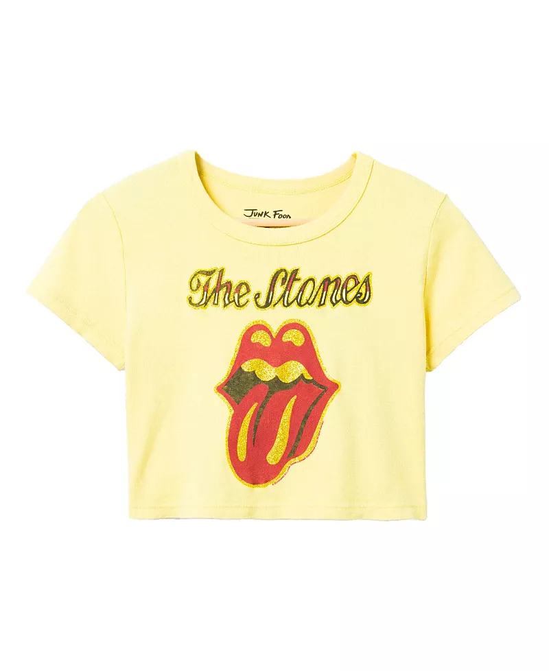 Junk Food Clothing Women's The Rolling Stones Glitter Baby Tee