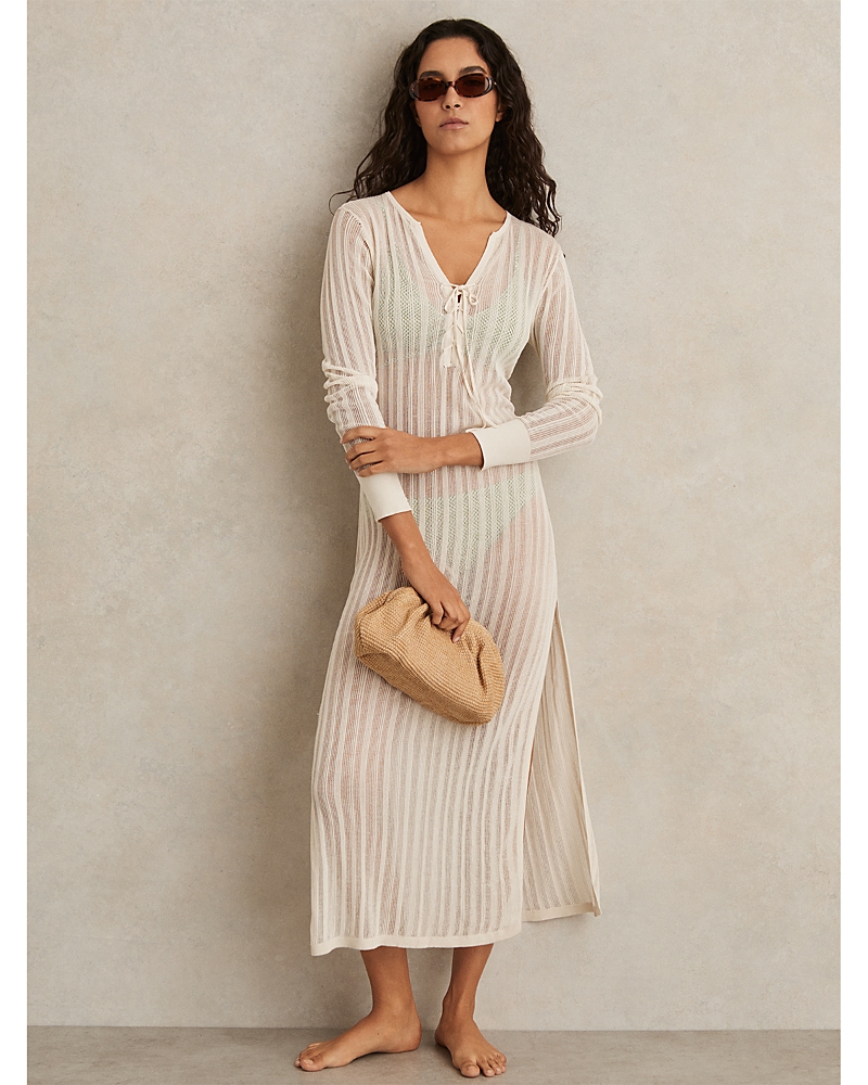 Reiss Samantha Sheer Knit Dress In White