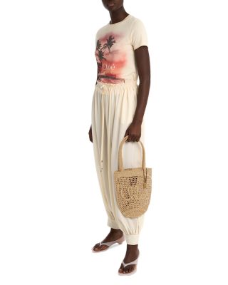 Summer Banana Raffia Small Tote