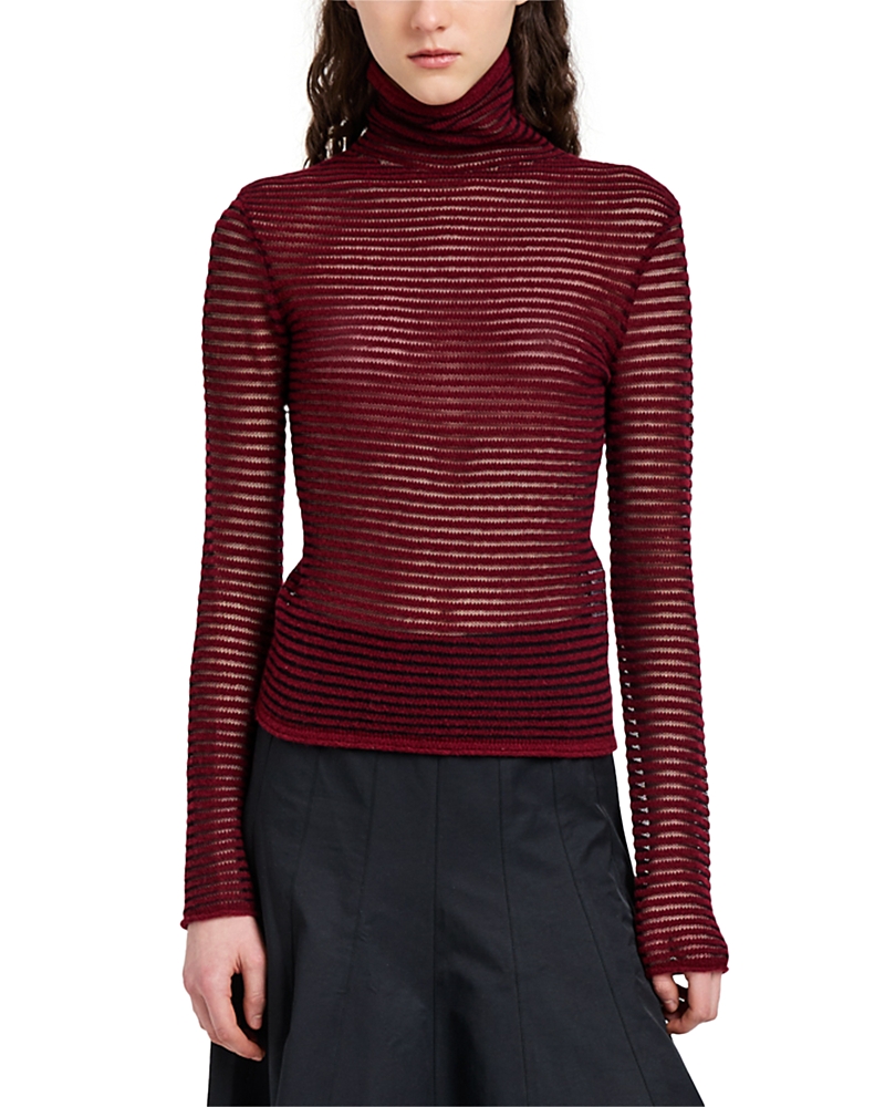 Proenza Schouler White Label Hailey Stripe Roll Neck Sweater In Burgundy