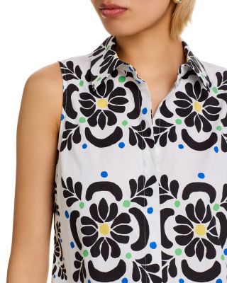 Sleeveless Button Down Cotton Blouse