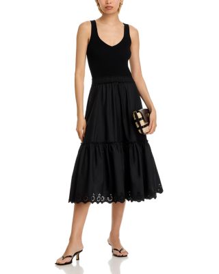 Sleeveless Mixed Media Midi Dress