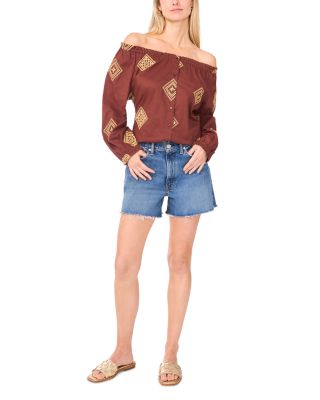 Button Up Off-the-Shoulder Top