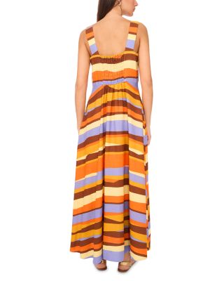 Striped Square Neck Midi Dress