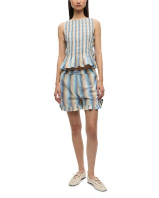 Ombre Striped Ruffled Shorts