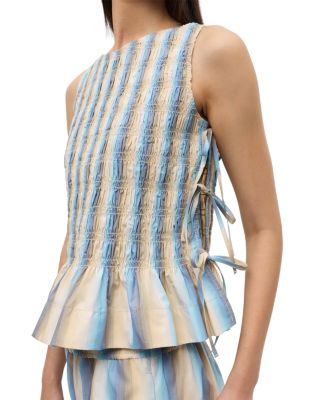 Striped Smocked Tie Top	