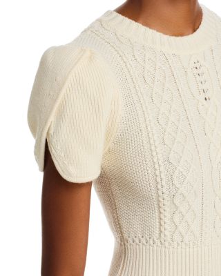 Wool Cable Knit Mock Neck Dress