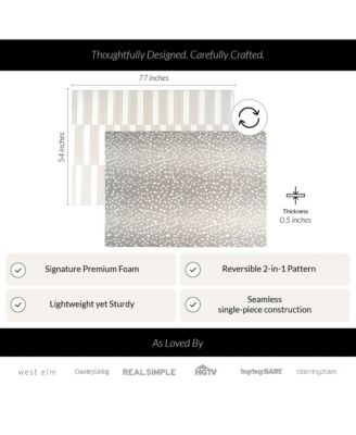  Reversible Baby Playmat - Antelope + Stripe Design – Soft, Non-Toxic Foam – Waterproof, Easy to Clean