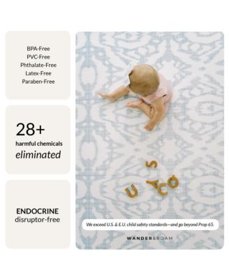  Reversible Baby PlayMat - Emerson Ikat + Jack Stripe Design – Soft, Non-Toxic Foam – Waterproof, Easy to Clean