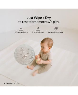  Reversible Baby PlayMat - Emerson Ikat + Jack Stripe Design – Soft, Non-Toxic Foam – Waterproof, Easy to Clean