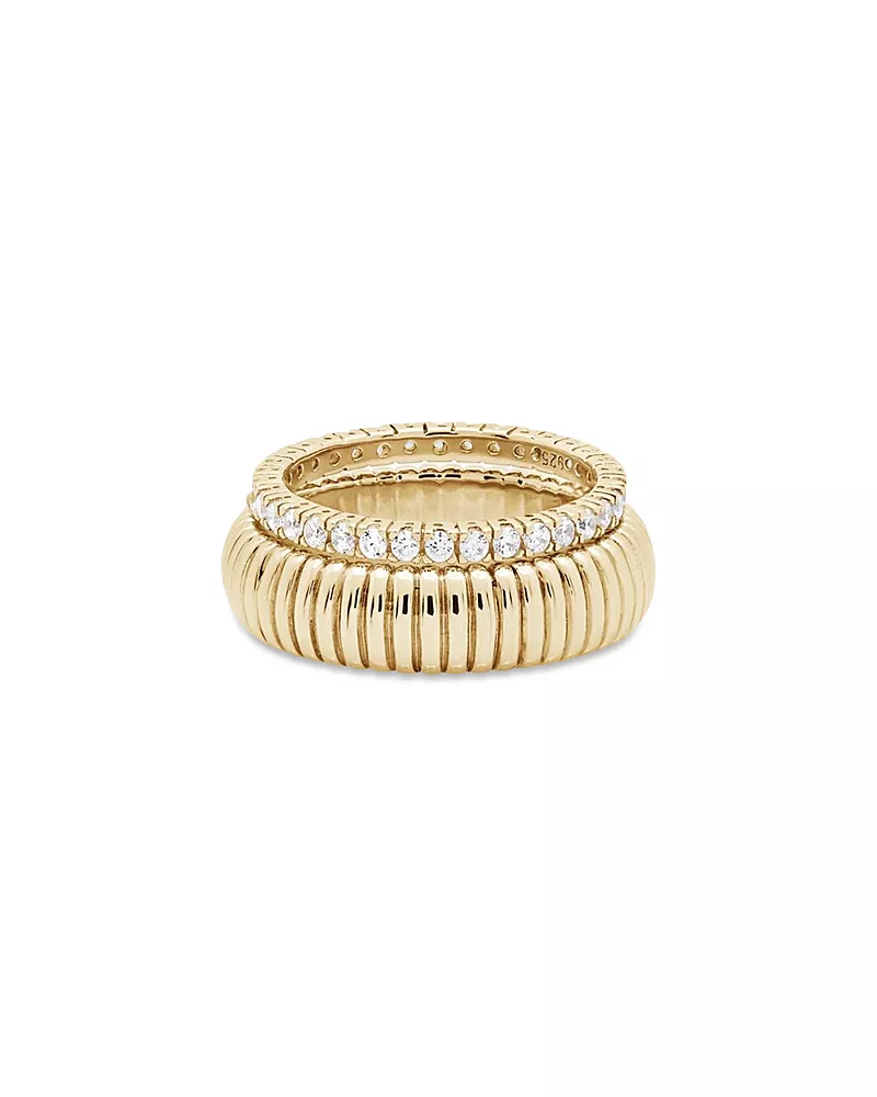 Shashi Striated Pave Ring