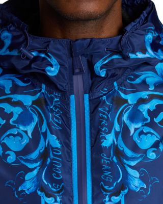 Printed Zip Front Hooded Jacket