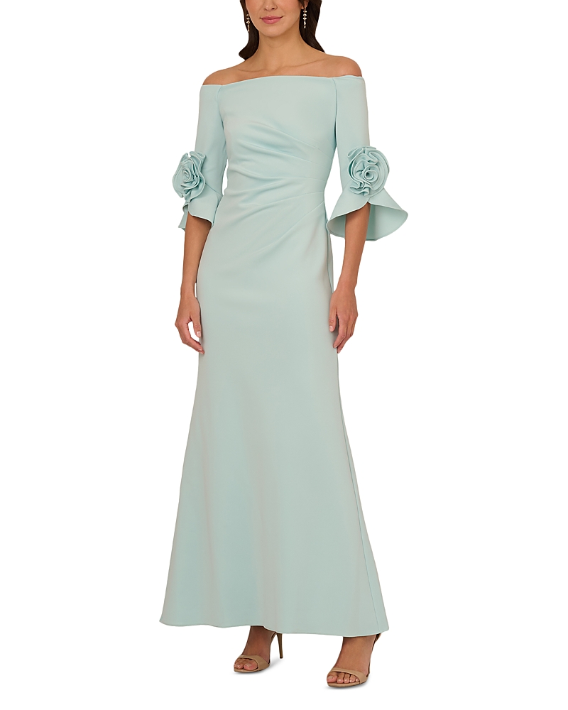 Adrianna Papell Rosette Scuba Crepe Gown