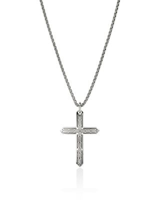 Sterling Silver Icon 50 Cross Pendant Necklace, 18"