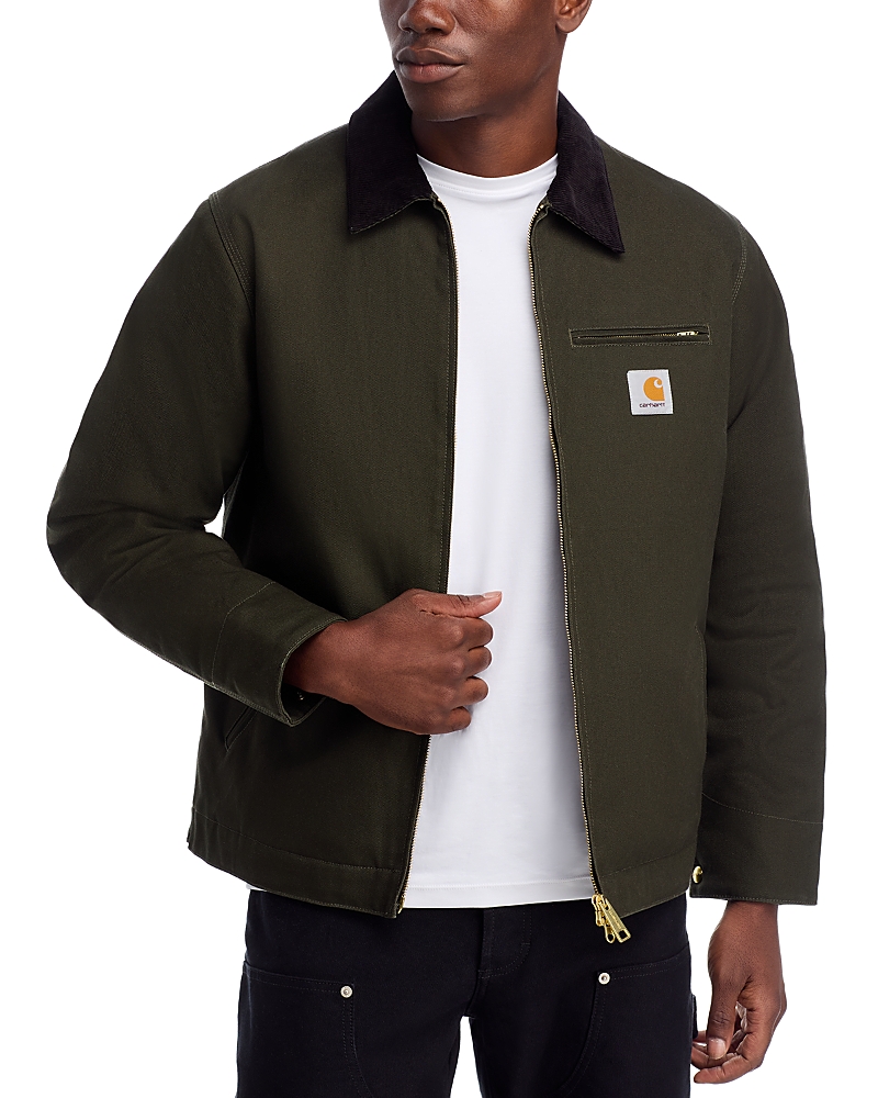 Carhartt Detroit Corduroy-trimmed Organic Cotton-canvas Jacket In Green