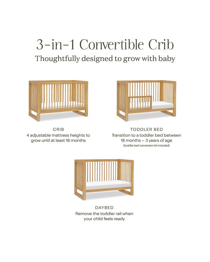 Nantucket 3 in 1 Convertible Crib with Toddler Bed Conversion Kit