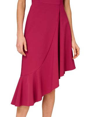 Stretch Crepe Asymmetric Midi Dress