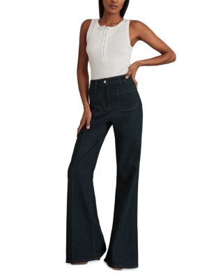 Sakura High Rise Flare Jeans in Dark Blue