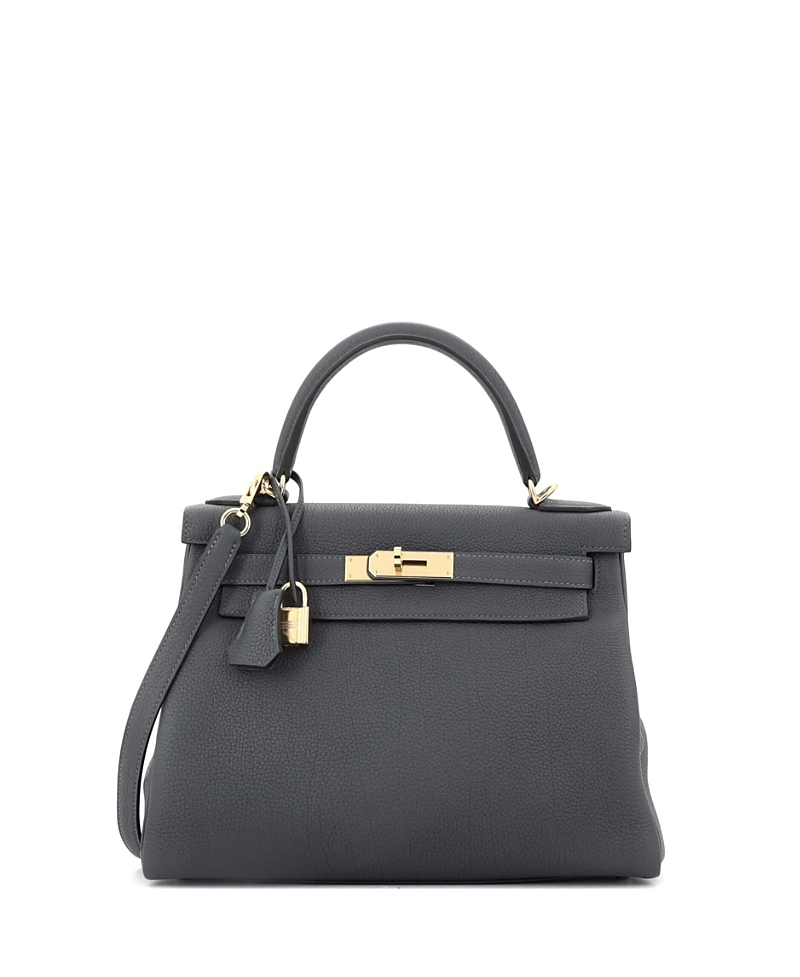 Pre-owned Pre-owned Hermes Hermes Kelly 28 Handbag Grey Togo With Permabrass Hardware In Gray