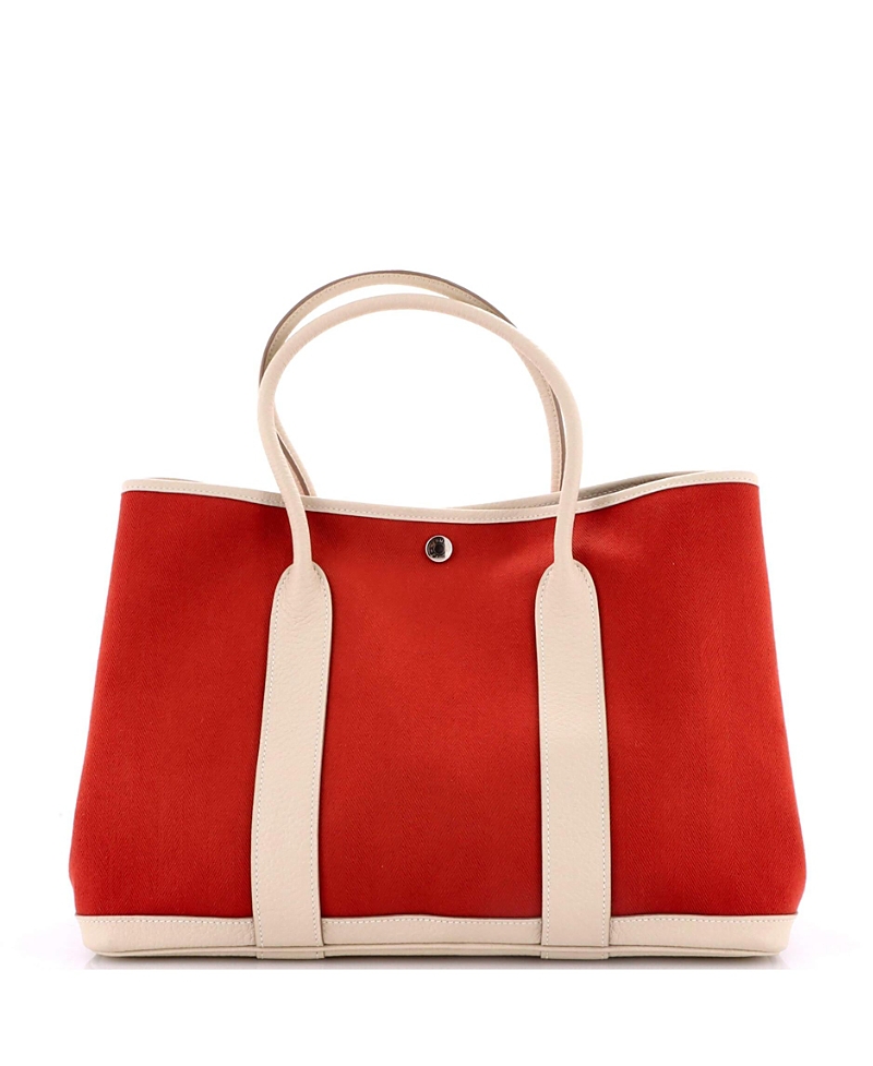 Shop Pre-owned Hermes Hermes 36 Garden Party Tote Toile And Leather