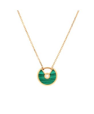 Pre-Owned Cartier - XS Amulette de Cartier Pendant Necklace 18K Rose Gold with Malachite and Diamond