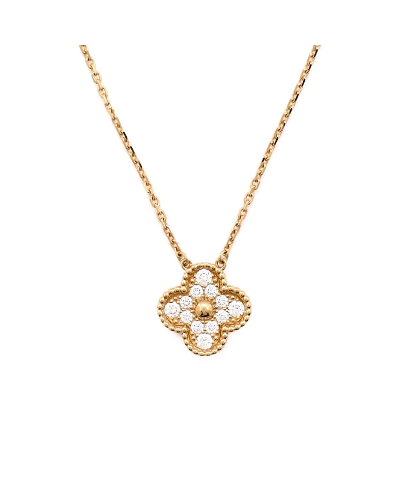 Pre-owned Pre-owned Van Cleef & Arpels Van Cleef & Arpels Vintage Alhambra Pendant Necklace 18k Gold And Diamonds