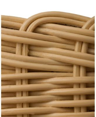 Medium Wicker and Linen Blend Tote Bag