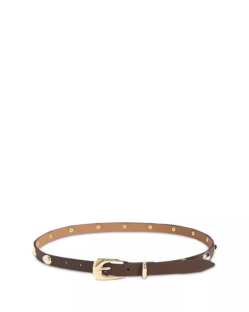 Ettika Women's Teardrop Studded Brown Leather Belt