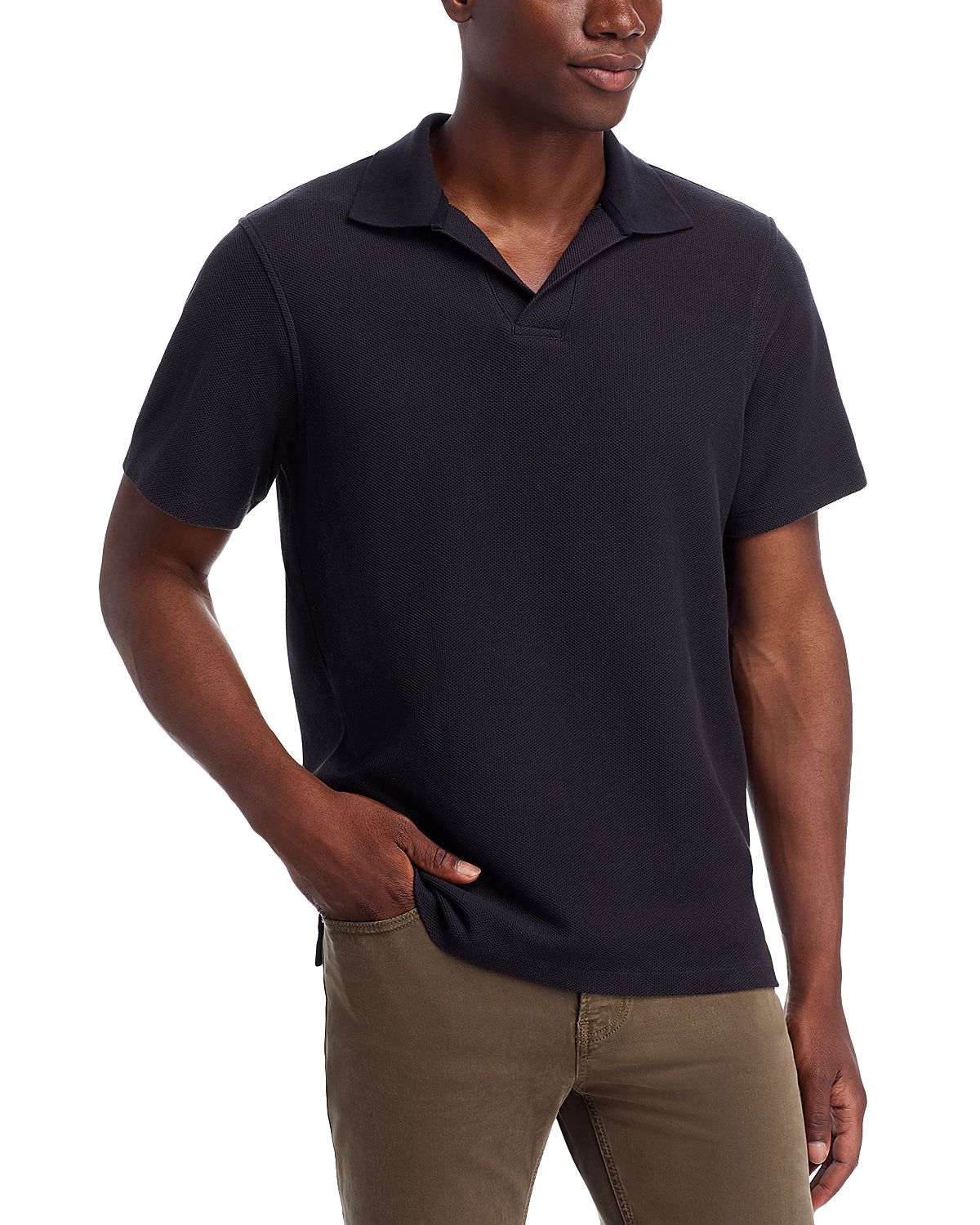 Frame Jacquard Short Sleeve Open Collar Polo Shirt