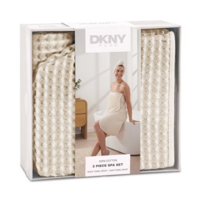 PURE Yarn Dyed Waffle Cotton Body Wrap and Hair Wrap 2-Piece Set