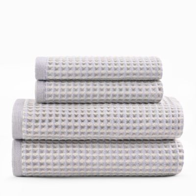 PURE Yarn Dyed Waffle Cotton Bath and Hand Towel 4-Piece Set