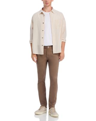 L'Homme Slim Brushed Twill Pants in Latte Brown