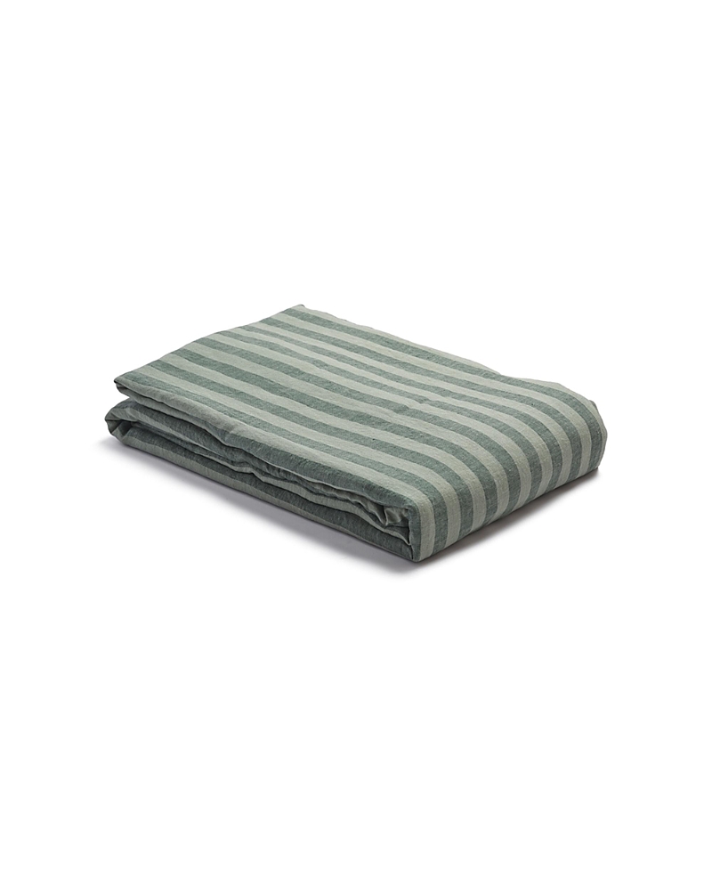 Piglet In Bed Pembroke Stripe Linen Duvet Cover, Queen In Green