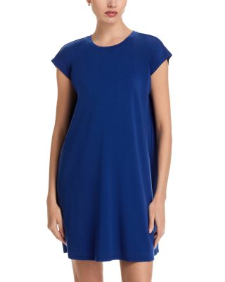 Crinkled Jersey Crewneck Elbow Sleeve Top