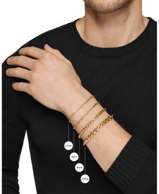 Men's 18K Gold Chain Box Chain Flex Bracelet, 3.4mm