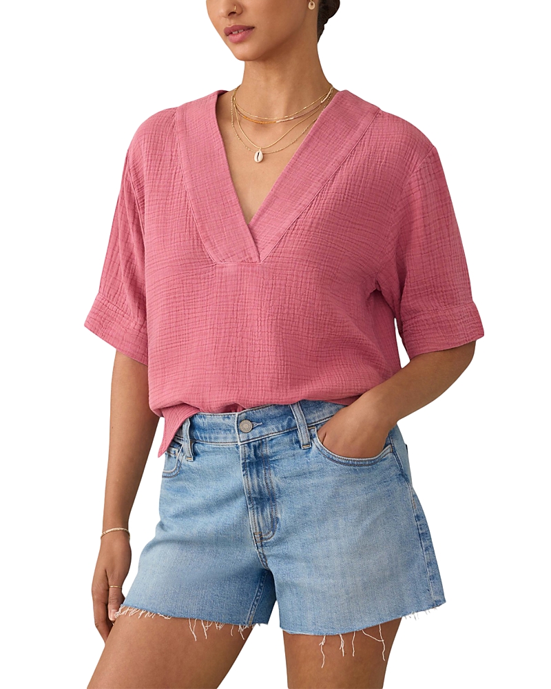 Faherty Dune Relaxed Fit Cotton Gauze Top
