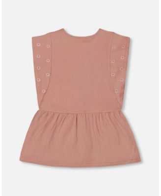  Girls' Crinkle Jersey Tunic with Embroidery - Little Kid