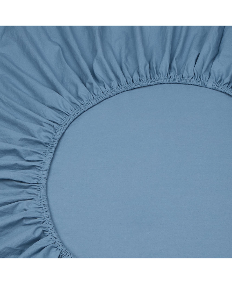 Piglet In Bed Washed Cotton Percale Fitted Sheet, Full In Blue