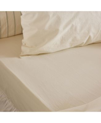 Washed Cotton Percale Fitted Sheet, Twin