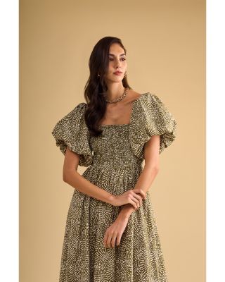 Puffed Sleeve Midi Dress