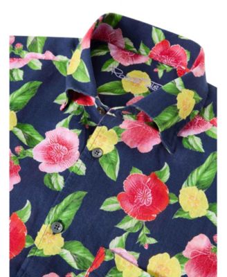 Morgan Floral Print Linen Short Sleeve Shirt