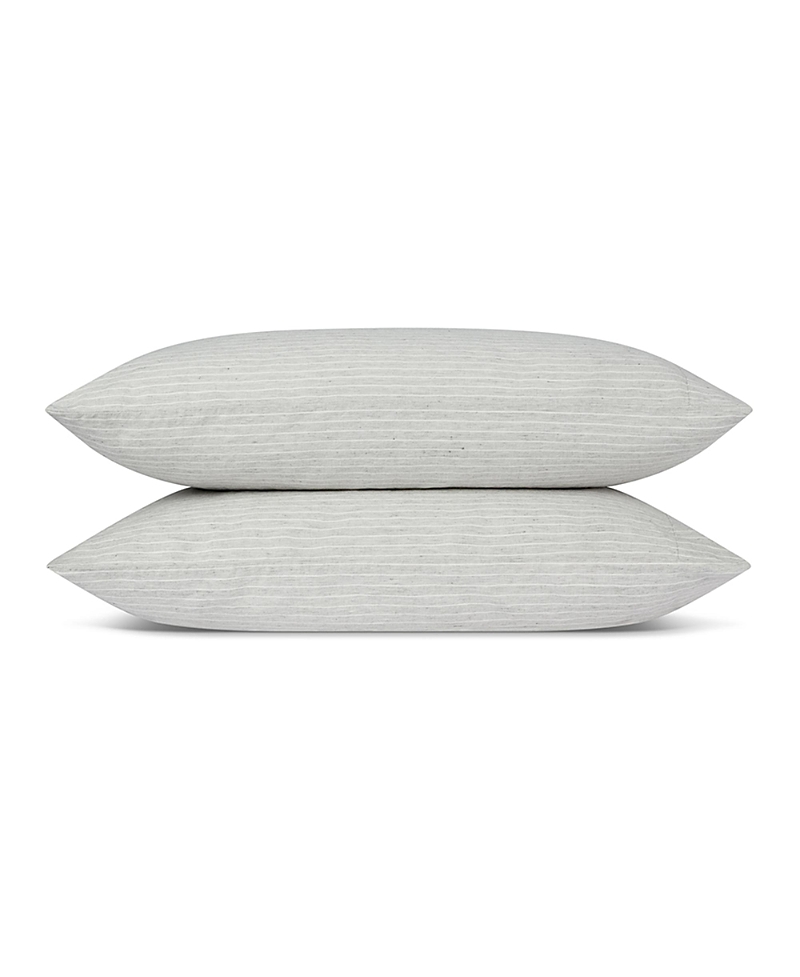 Piglet In Bed Stripe Linen Blend Pillowcase Pair, Standard In Gray