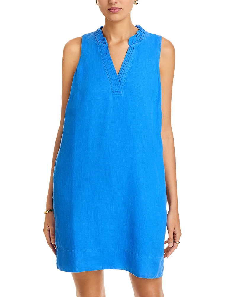 Tommy Bahama Two Palms Double Ruffle Linen Dress In Blue