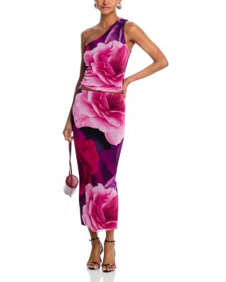 Floral Mesh Midi Skirt - Exclusive 