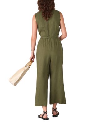 Belted Seamed Linen Jumpsuit 
