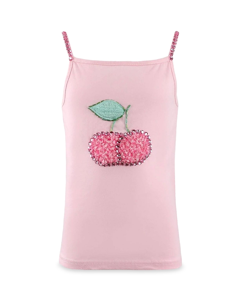 Lola + The Boys Girls' Gem Studded Cherry Tank - Little Kid, Big Kid In Pink
