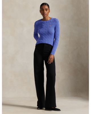 Cable Knit Cotton Crewneck Sweater