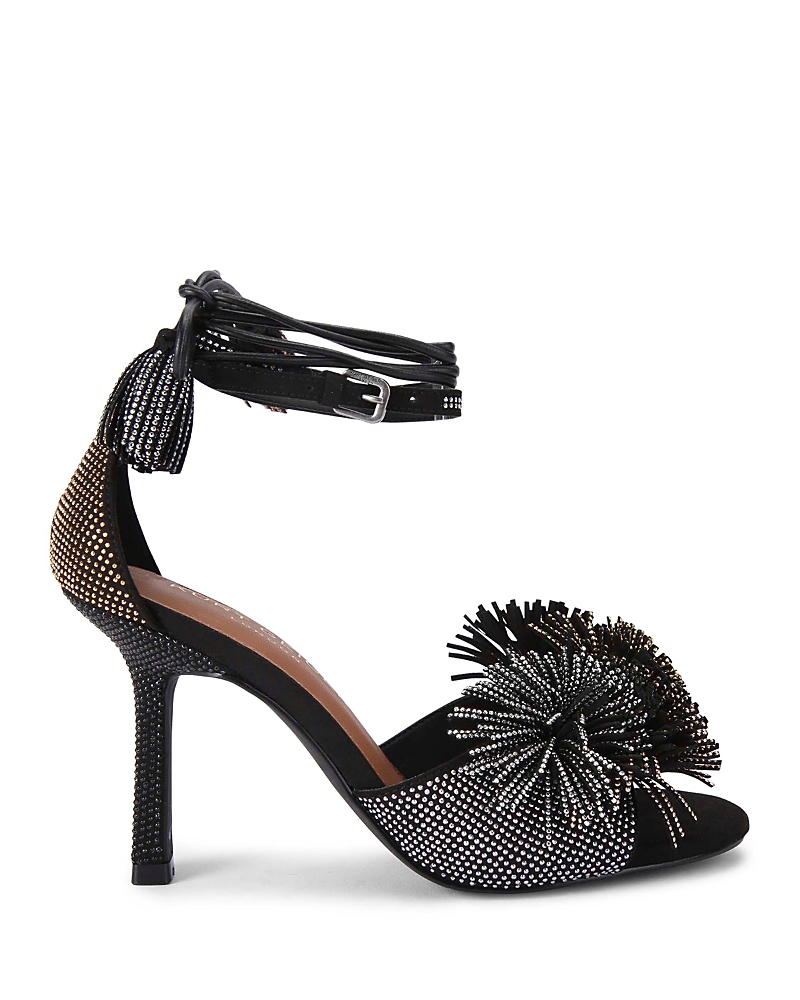 Kurt Geiger London Women's Suede Pom Pom Ankle Tie Sandals
