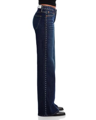 Studded Mid Rise Wide Leg Jeans in Barely Worn Stud